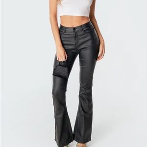 Edikted Black leather flare pants New with tags